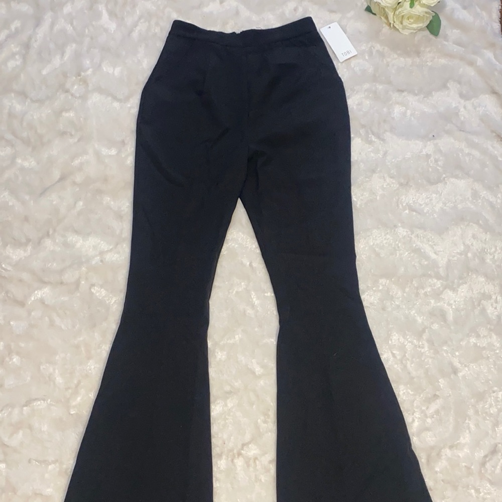 TOBI BLACK FLARE DRESS PANTS WITH ZIPPER SMALL NEW